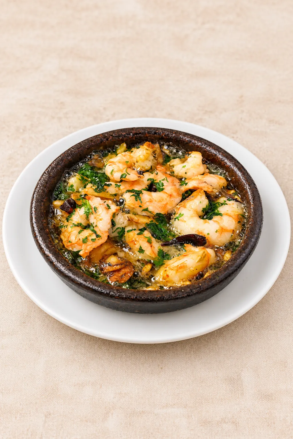 Gambas al ajillo recién hechas